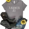 Cinchy Cowgirl Charcoal Farmer Short Sleeve Graphic Tee - Clearance Sale 2 The Cinchy Cowgirl CLOSEOUT- Charcoal Farmer AF Short Sleeve Graphic Tee