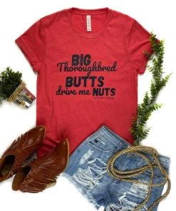 The Cinchy Cowgirl Heather Red Big Thoroughbred Butts Short Sleeve Tee