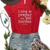 Cinchy Cowgirl Heather Red Living On Prayer Short Sleeve Graphic Tee - TCC Graphic Tanks & Tees 2 The Cinchy Cowgirl Heather Red Living On Prayer Short Sleeve Graphic Tee