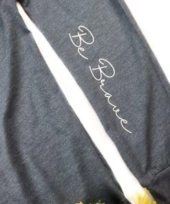 Be Brave Cinchy Cowgirl Heather Slate Long Sleeve Graphic Tee | TCC Graphic Tanks & Tees 8 The Cinchy Cowgirl Heather Slate Be Brave Long Sleeve Graphic Tee