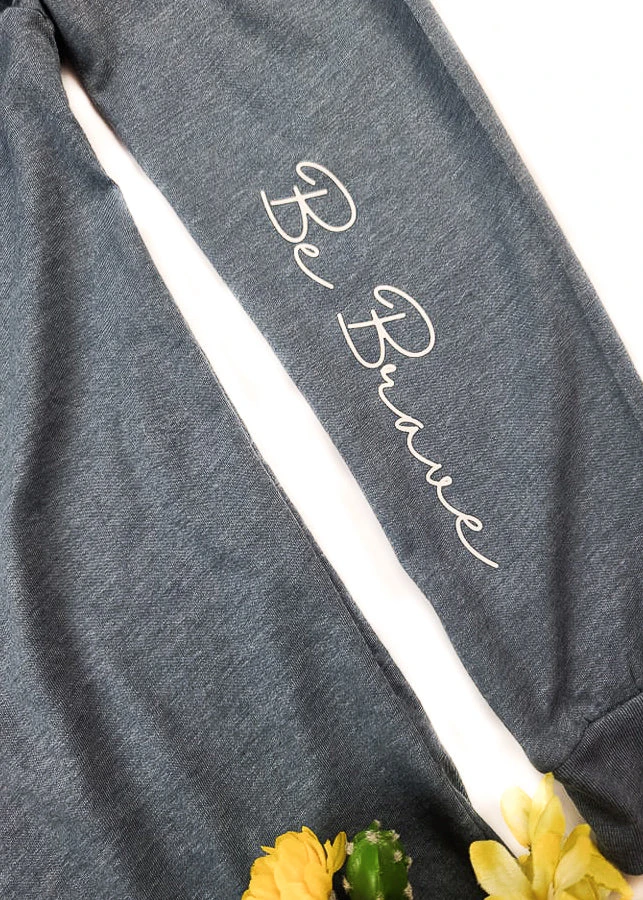 Be Brave Cinchy Cowgirl Heather Slate Long Sleeve Graphic Tee | TCC Graphic Tanks & Tees 5 The Cinchy Cowgirl Heather Slate Be Brave Long Sleeve Graphic Tee