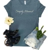The Cinchy Cowgirl Heather Slate Simply Blessed Short Sleeve Graphic Tee TCC Graphic Tanks & Tees