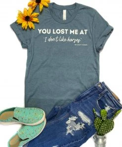 The Cinchy Cowgirl Heather Slate You Lost Me Short Sleeve Graphic Tee