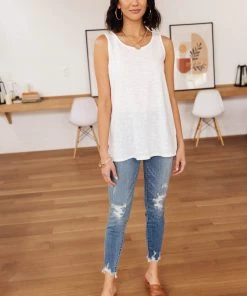 Ave Shops Heather Weather Ivory Tank Top - Soft Short Sleeve Blouse for Women 29 Ave Shops Clothing Heather Weather In Ivory Tank