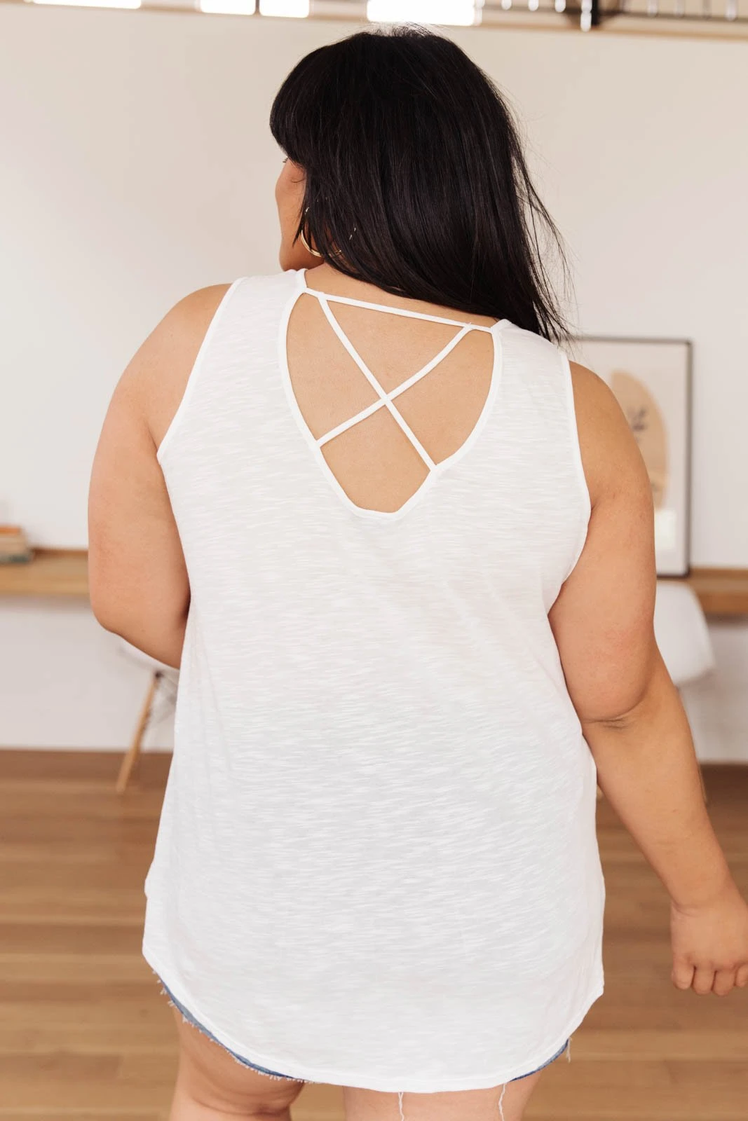 Ave Shops Heather Weather Ivory Tank Top - Soft Short Sleeve Blouse for Women 11 Ave Shops Clothing Heather Weather In Ivory Tank