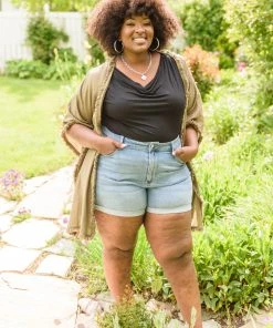 Ave Shops New Arrivals Hi-Rise Open Seam Cuffed Shorts