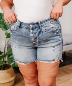 Ave Shops Bottoms & Jeans Hi-Waisted Button Fly Cutoff Shorts