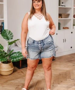 Ave Shops Bottoms & Jeans Hi-Waisted Button Fly Cutoff Shorts