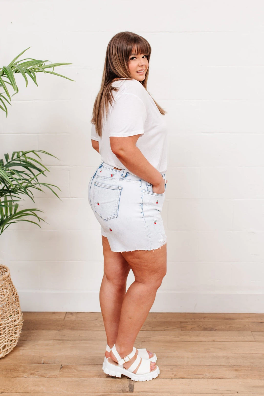 Hi-Waisted Cherry Acid Wash Cutoffs - Ave Shops Bottoms & Jeans 12 Ave Shops Bottoms & Jeans Hi-Waisted Cherry Acid Wash Cutoffs