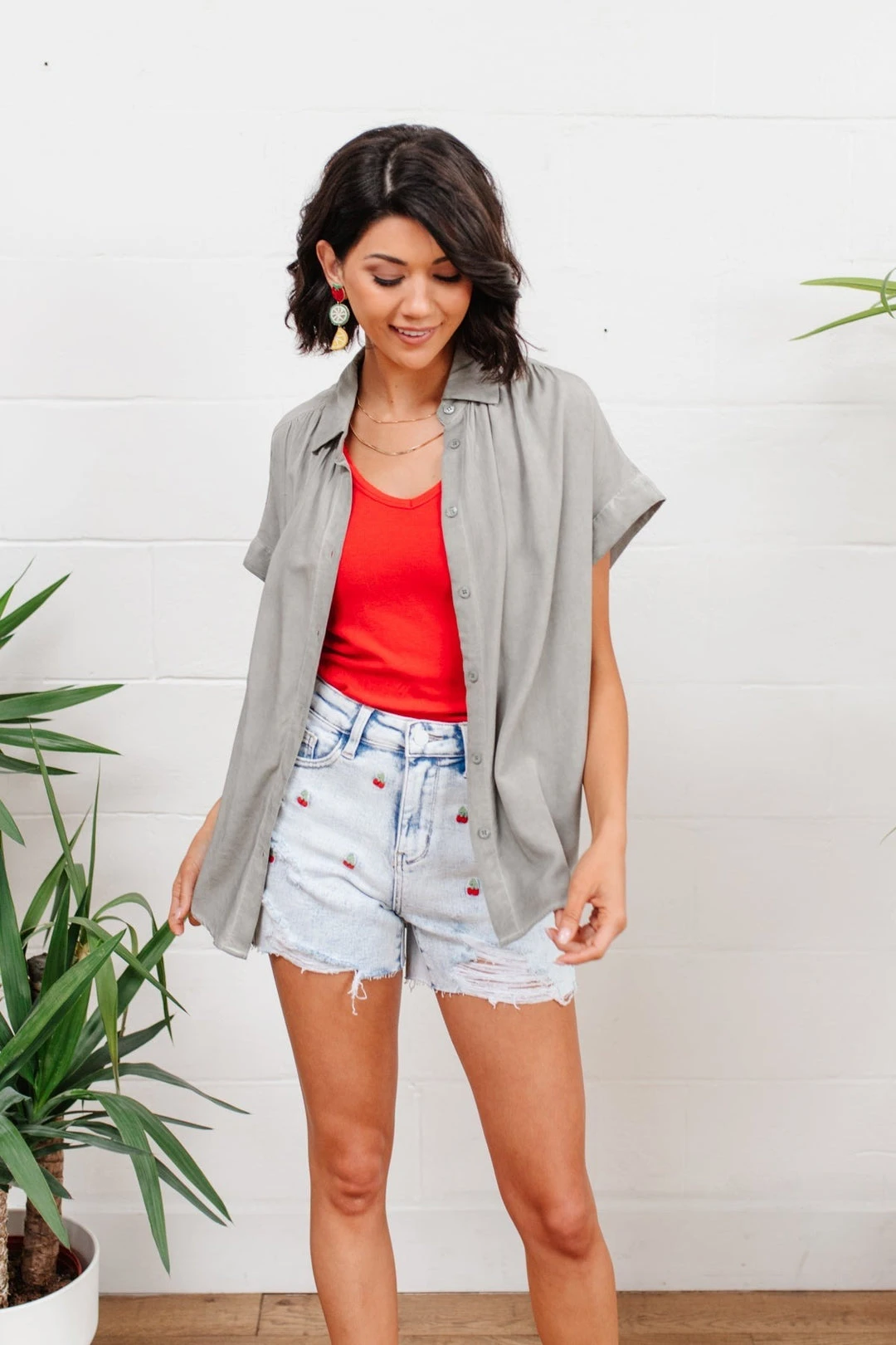 Hi-Waisted Cherry Acid Wash Cutoffs - Ave Shops Bottoms & Jeans 4 Ave Shops Bottoms & Jeans Hi-Waisted Cherry Acid Wash Cutoffs