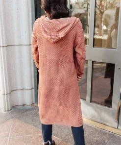 Ave Shops Cardigans, Sweaters, Outerwear Hooded Cardigan In Red Sand