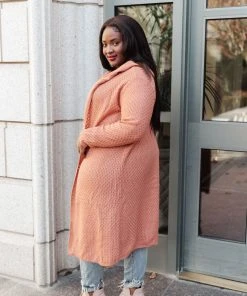 Ave Shops Cardigans, Sweaters, Outerwear Hooded Cardigan In Red Sand