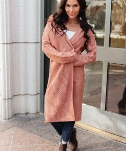 Ave Shops Cardigans, Sweaters, Outerwear Hooded Cardigan In Red Sand