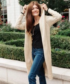 Ave Shops Clothing Hooded Cardigan In Ivory