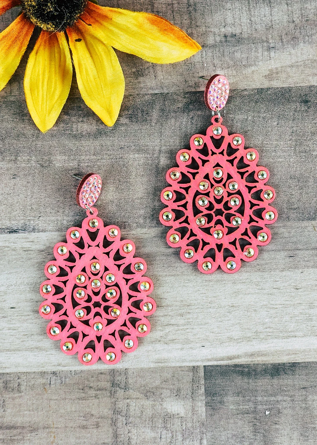 Blue Tortoise Hot Pink Large Wood Earrings >> MEGA SALE << 3 Blue Tortoise Hot Pink Large Wood Earrings >> MEGA SALE <<