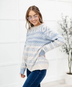 Ave Shops Hugs And Kisses Sweater In Dusty Blue