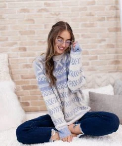 Ave Shops Hugs And Kisses Sweater In Dusty Blue