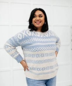Ave Shops Hugs And Kisses Sweater In Dusty Blue