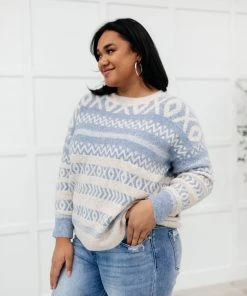 Ave Shops Hugs And Kisses Sweater In Dusty Blue