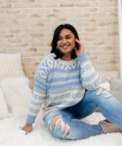 Ave Shops Hugs And Kisses Sweater In Dusty Blue