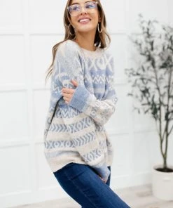 Ave Shops Hugs And Kisses Sweater In Dusty Blue