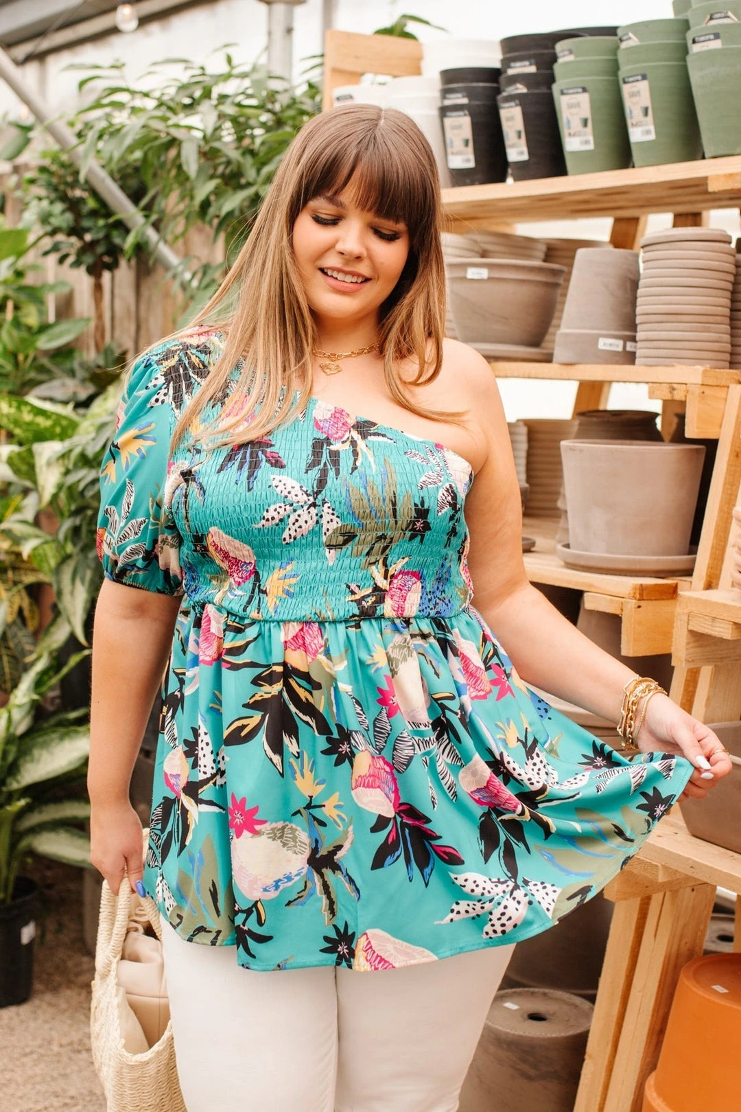 Ave Shops Women's Emerald Day Trip Blouse - Short Sleeve Tops & Blouses 3 Ave Shops Clothing Day Trip Blouse In Emerald