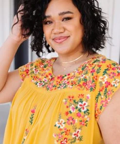 Ave Shops Yellow Blossoms Short Sleeve Shirt | Women’s Tops & Blouses 23 Ave Shops Yellow Blossoms Shirt Clothing