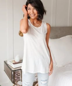 Ave Shops Heather Weather Ivory Tank Top - Soft Short Sleeve Blouse for Women 45 Ave Shops Clothing Heather Weather In Ivory Tank