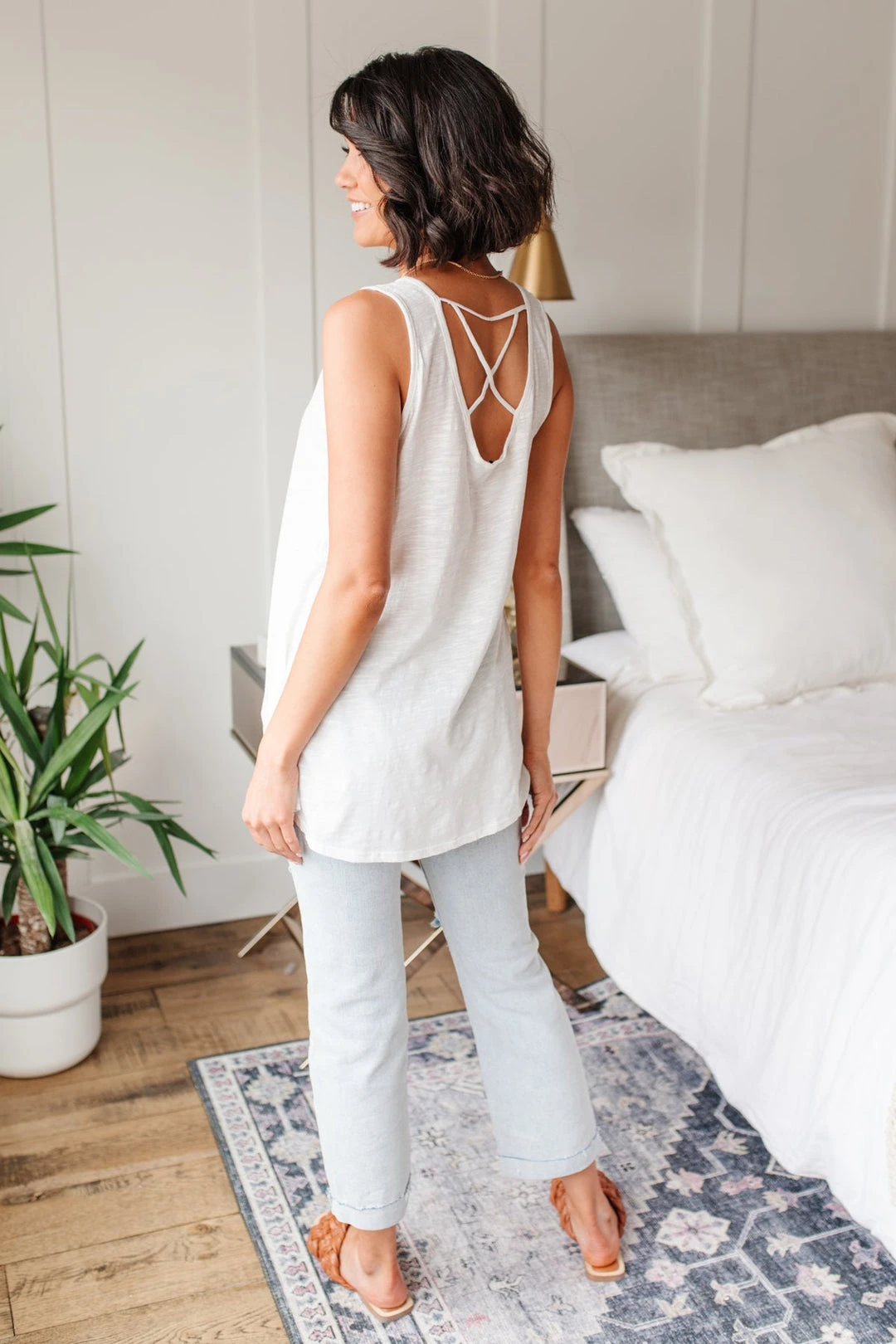 Ave Shops Heather Weather Ivory Tank Top - Soft Short Sleeve Blouse for Women 19 Ave Shops Clothing Heather Weather In Ivory Tank