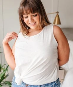 Ave Shops Heather Weather Ivory Tank Top - Soft Short Sleeve Blouse for Women 49 Ave Shops Clothing Heather Weather In Ivory Tank