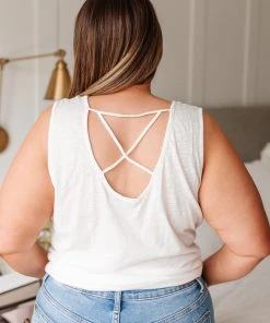 Ave Shops Heather Weather Ivory Tank Top - Soft Short Sleeve Blouse for Women 48 Ave Shops Clothing Heather Weather In Ivory Tank