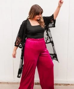 Ave Shops Cleo Velvet Wide Leg Pants - Stylish & Comfortable Women's Bottoms 38 Ave Shops Cleo Velvet Wide Leg Pants