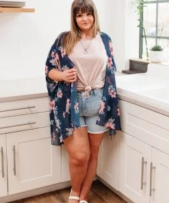 Ave Shops Wildflower Kimono In Blue Clothing