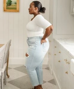 Ave Shops Super Light Destroyed Boyfriend Jeans Bottoms & Jeans