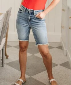 Ave Shops Hi-Rise Cut Off Bermudas Bottoms & Jeans