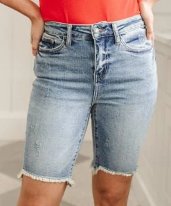 Ave Shops Hi-Rise Cut Off Bermudas Bottoms & Jeans