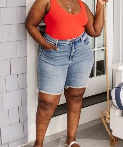 Ave Shops Hi-Rise Cut Off Bermudas Bottoms & Jeans