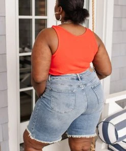 Ave Shops Hi-Rise Cut Off Bermudas Bottoms & Jeans