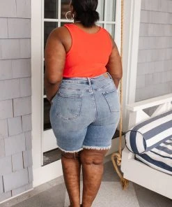 Ave Shops Hi-Rise Cut Off Bermudas Bottoms & Jeans