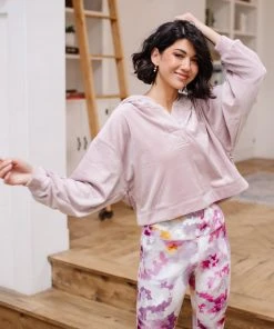 Ave Shops Clothing Velvet Icon Hoodie In Mauve