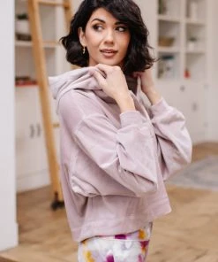 Ave Shops Clothing Velvet Icon Hoodie In Mauve