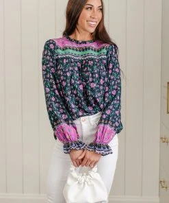 Ave Shops Women's Exquisite Beauty Floral Long Sleeve Blouse - Elegant Tops & Blouses 40 Ave Shops Long Sleeve Tops Exquisite Beauty Floral Blouse