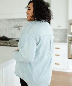 Ave Shops Women's Don't Look Back Denim Shirt | Long Sleeve Top | Casual Tops & Blouses 31 Ave Shops Don't Look Back Denim Shirt