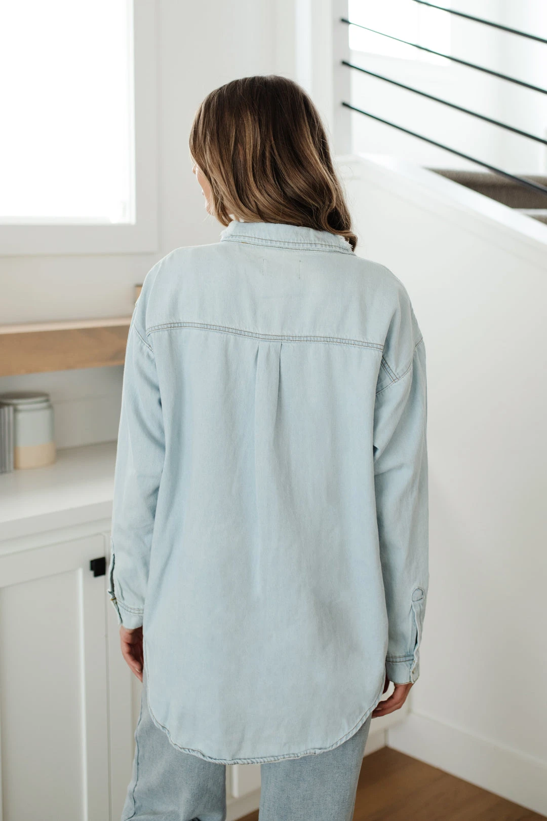 Ave Shops Women's Don't Look Back Denim Shirt | Long Sleeve Top | Casual Tops & Blouses 17 Ave Shops Don't Look Back Denim Shirt