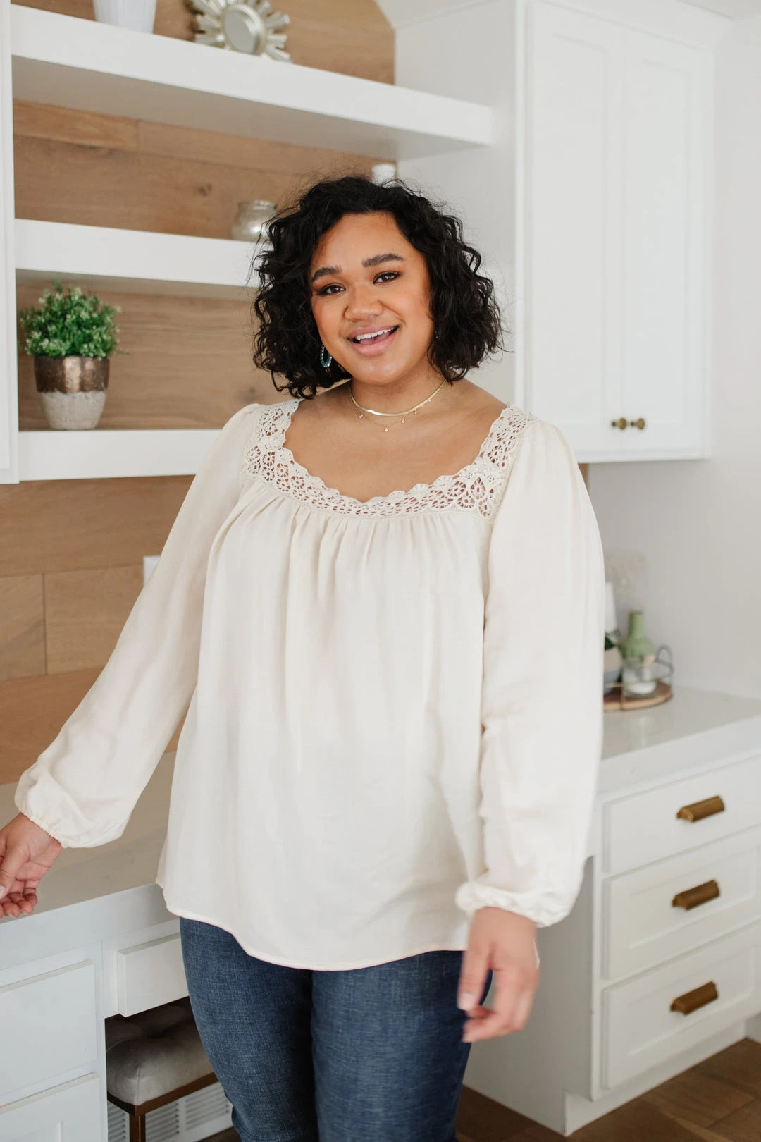 Ave Shops Lift Your Spirits Cream Long Sleeve Top | Women's Comfortable & Stylish Blouse 4 Ave Shops Lift Your Spirits Top In Cream