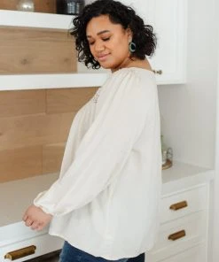 Ave Shops Lift Your Spirits Cream Long Sleeve Top | Women's Comfortable & Stylish Blouse 29 Ave Shops Lift Your Spirits Top In Cream