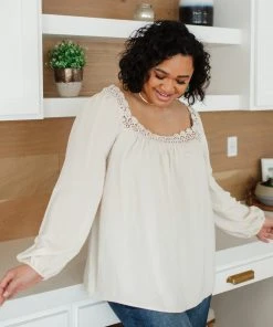 Ave Shops Lift Your Spirits Cream Long Sleeve Top | Women's Comfortable & Stylish Blouse 27 Ave Shops Lift Your Spirits Top In Cream