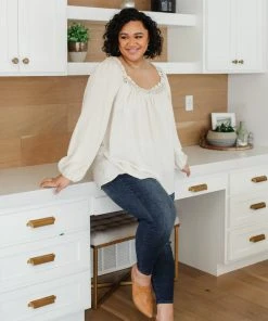 Ave Shops Lift Your Spirits Cream Long Sleeve Top | Women's Comfortable & Stylish Blouse 22 Ave Shops Lift Your Spirits Top In Cream