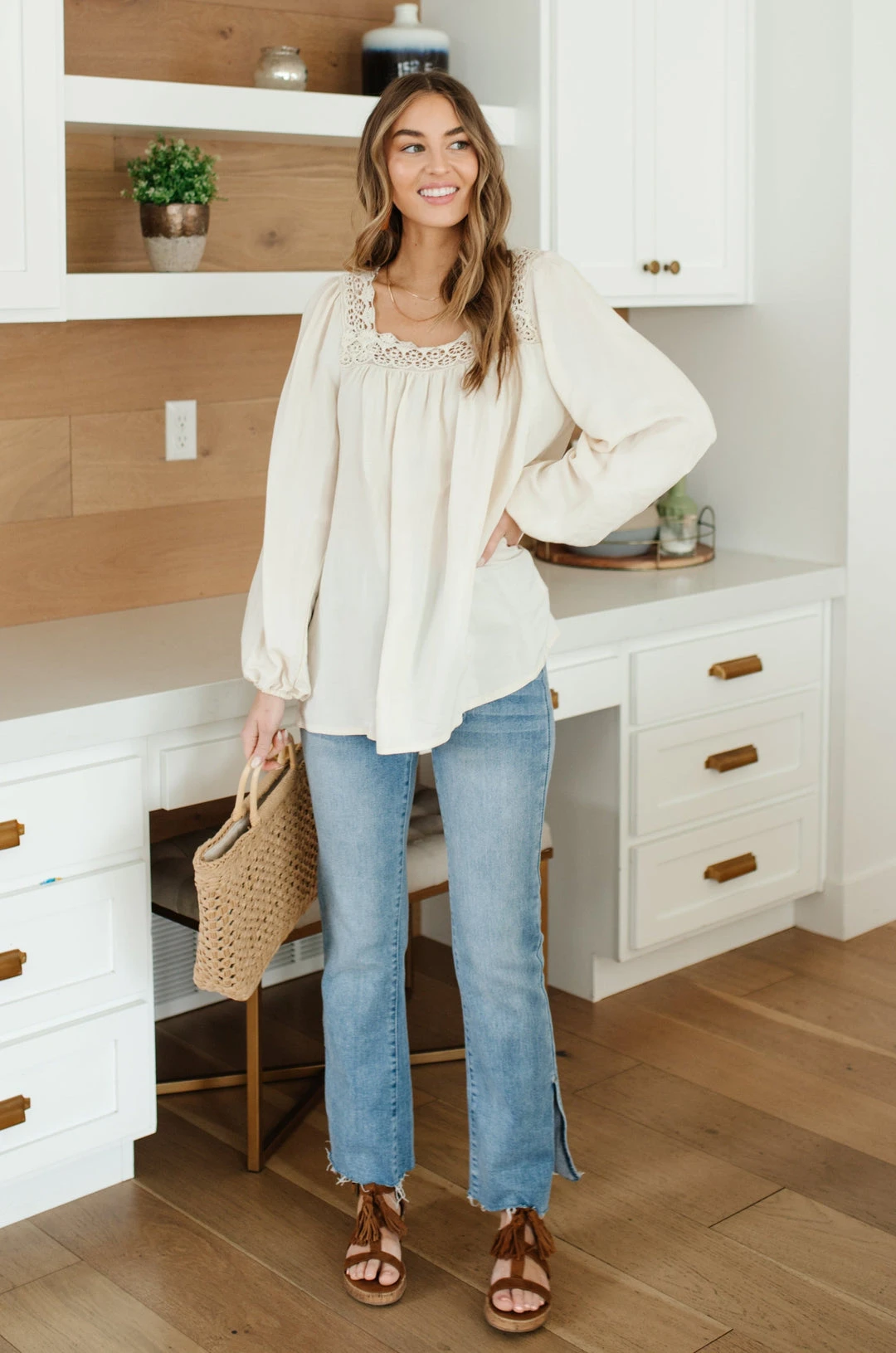 Ave Shops Lift Your Spirits Cream Long Sleeve Top | Women's Comfortable & Stylish Blouse 9 Ave Shops Lift Your Spirits Top In Cream