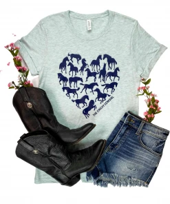 The Cinchy Cowgirl Clothing Ice Blue Horse Heart Short Sleeve Tee